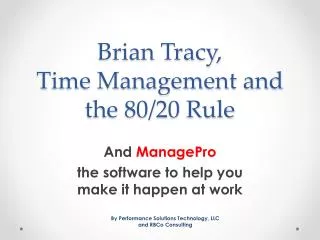 Brian Tracy, Time Management and the 80/20 Rule