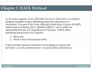 Chapter 1: HAFA Defined