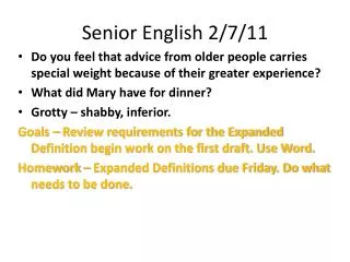 Senior English 2/7/11