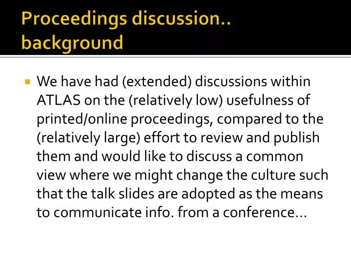 proceedings discussion background
