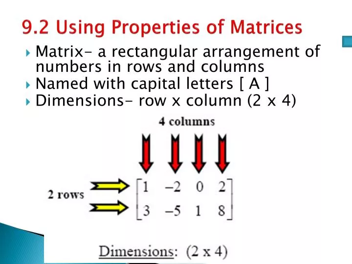 9 2 using properties of matrices