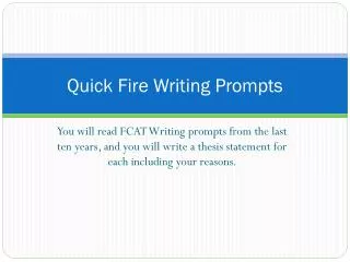 Quick Fire Writing Prompts