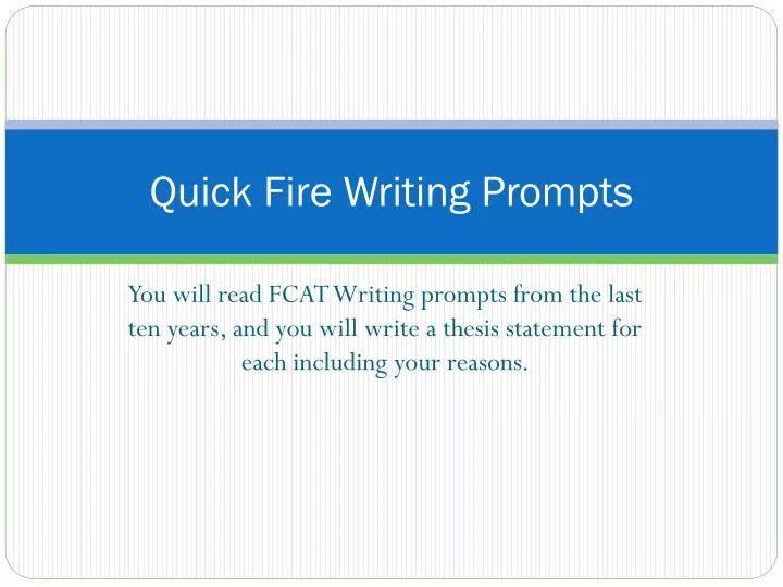 quick fire writing prompts