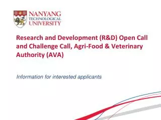 research and development r d open call and challenge call agri food veterinary authority ava