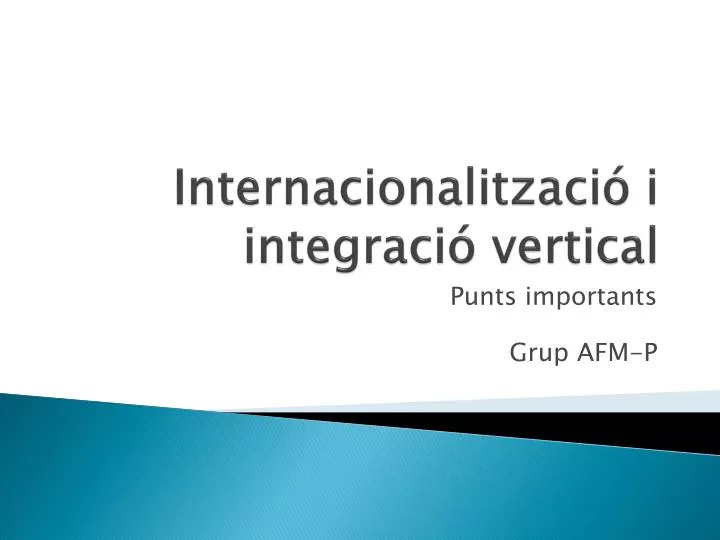 internacionalitzaci i integraci vertical