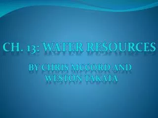 Ch. 13: Water Resources