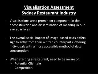 Visualisation Assessment Sydney Restaurant Industry