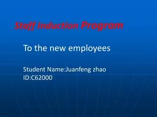 Staff Induction Program