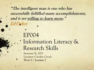 EP004 Information Literacy &amp; Research Skills