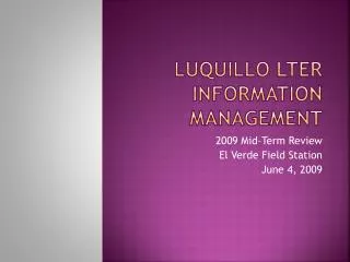 Luquillo LTER Information Management