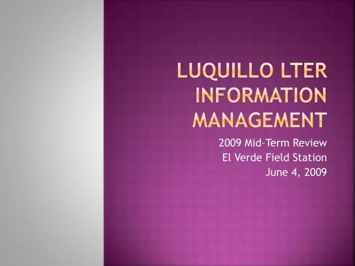 luquillo lter information management