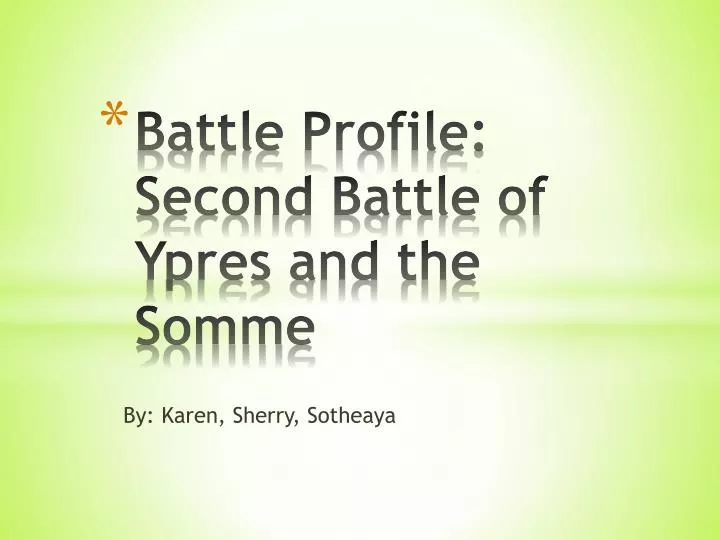 battle profile second battle of ypres and the somme