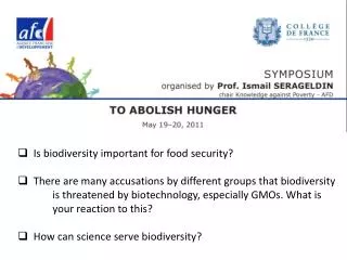 Is biodiversity important for food security ?