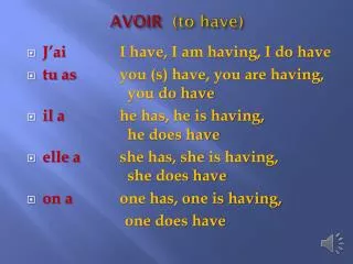 AVOIR (to have)