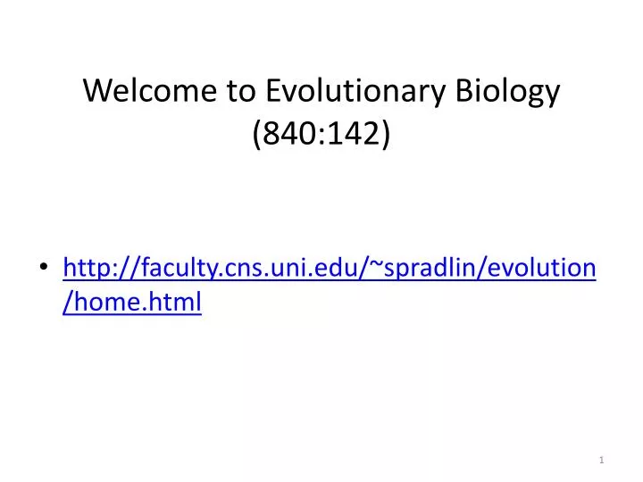welcome to evolutionary biology 840 142