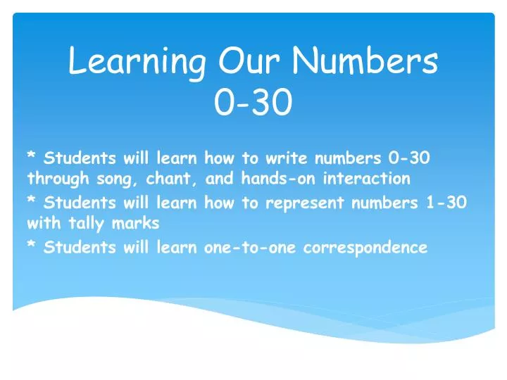 learning our numbers 0 30