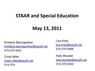 STAAR and Special Education May 13, 2011