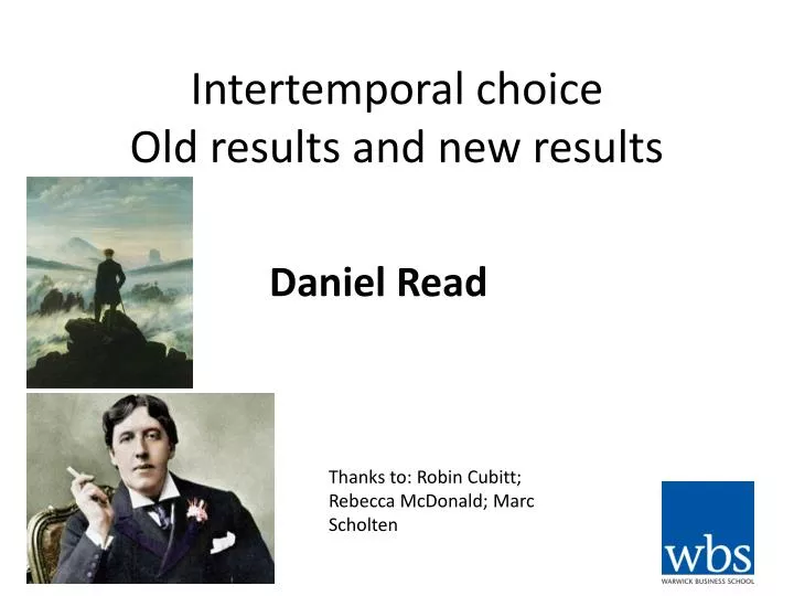 intertemporal choice old results and new results