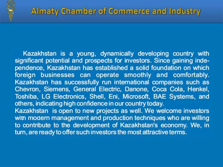 almaty chamber of commerce and industry