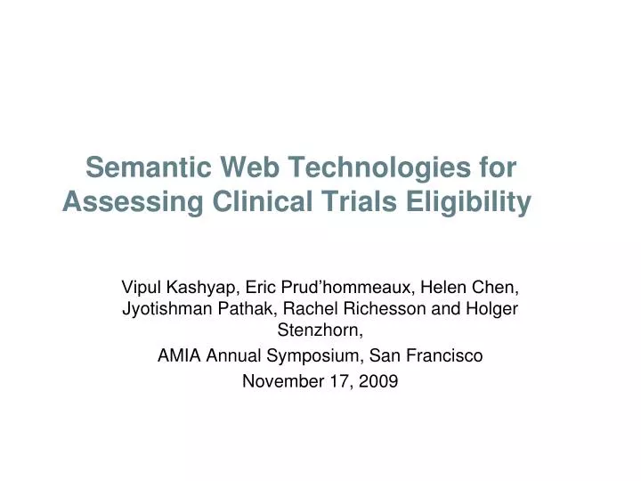 semantic web technologies for assessing clinical trials eligibility