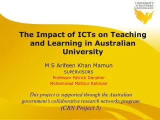 The Impact of ICTs on Teaching and Learning in Australian University