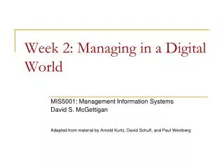 Week 2: Managing in a Digital World