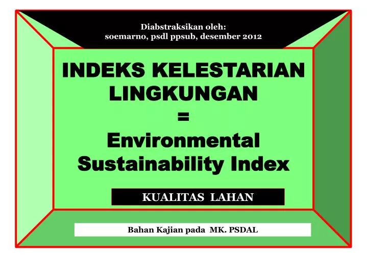 indeks kelestarian lingkungan environmental sustainability index