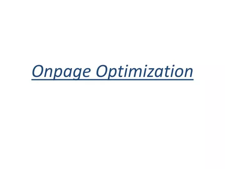 onpage optimization