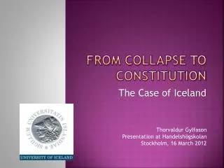 From collapse to Constitution