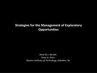 Strategies for the Management of Exploratory Opportunities