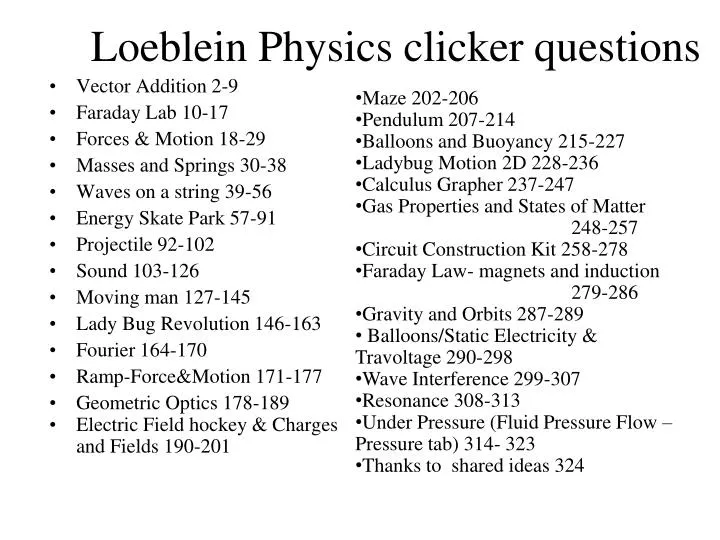 loeblein physics clicker questions