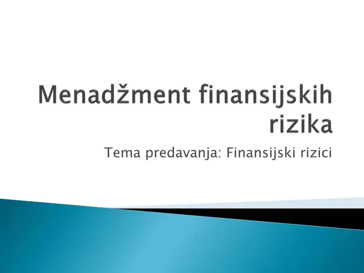 menad ment finansijskih rizika