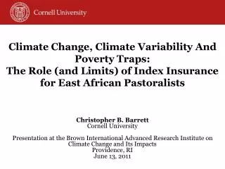 Climate Change, Climate Variability And Poverty Traps: