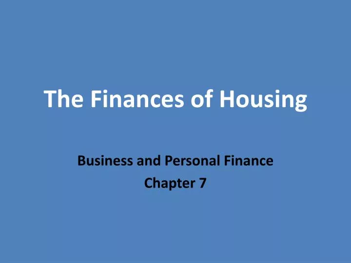 the finances of housing