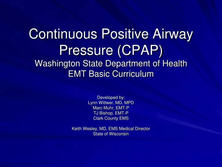continuous positive airway pressure cpap washington state department of health emt basic curriculum