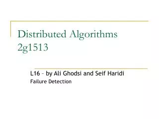 Distributed Algorithms 2g1513