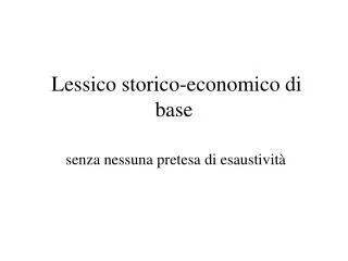 lessico storico economico di base