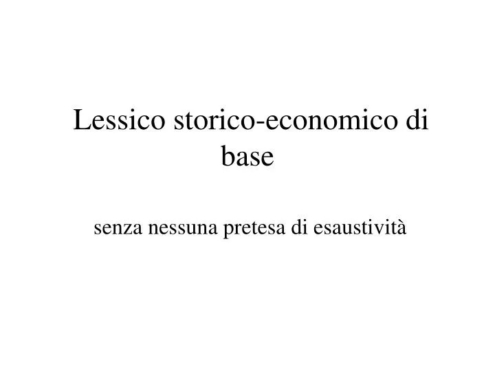 lessico storico economico di base