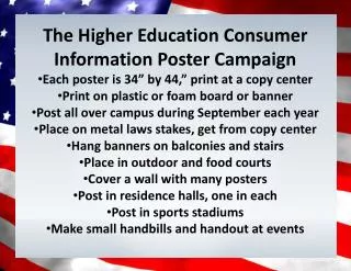 The Higher Education Consumer Information Poster Campaign
