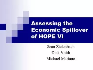 Assessing the Economic Spillover of HOPE VI