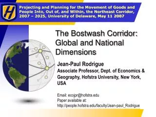 The Bostwash Corridor: Global and National Dimensions