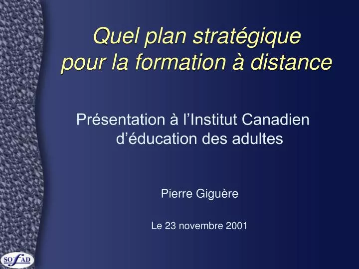 quel plan strat gique pour la formation distance