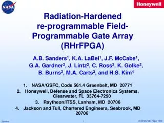 Radiation-Hardened re-programmable Field-Programmable Gate Array (RHrFPGA)