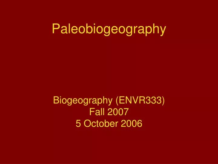 paleobiogeography