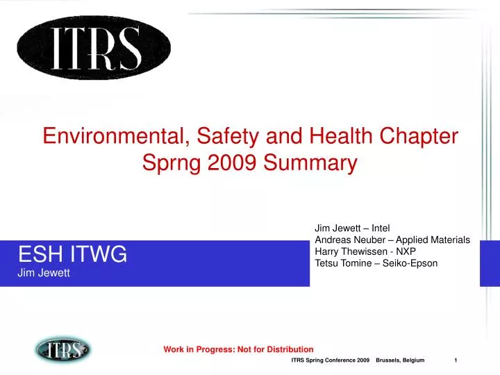 environmental safety and health chapter sprng 2009 summary