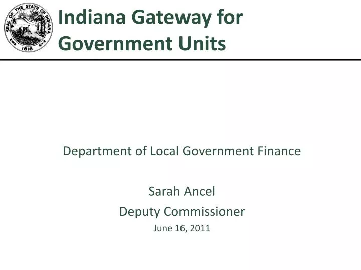 department of local government finance sarah ancel deputy commissioner june 16 2011