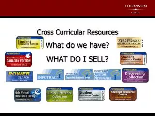 Cross Curricular Resources What do we have? WHAT DO I SELL?