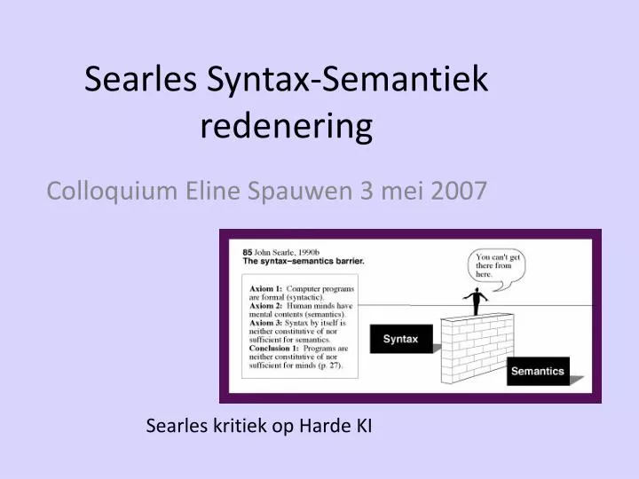 searles syntax semantiek redenering