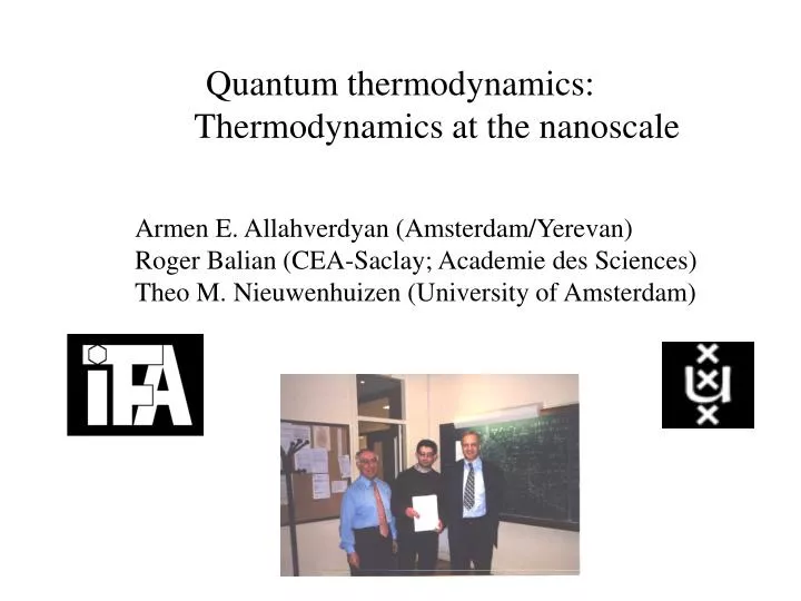 quantum thermodynamics thermodynamics at the nanoscale
