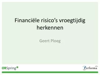 financi le risico s vroegtijdig herkennen